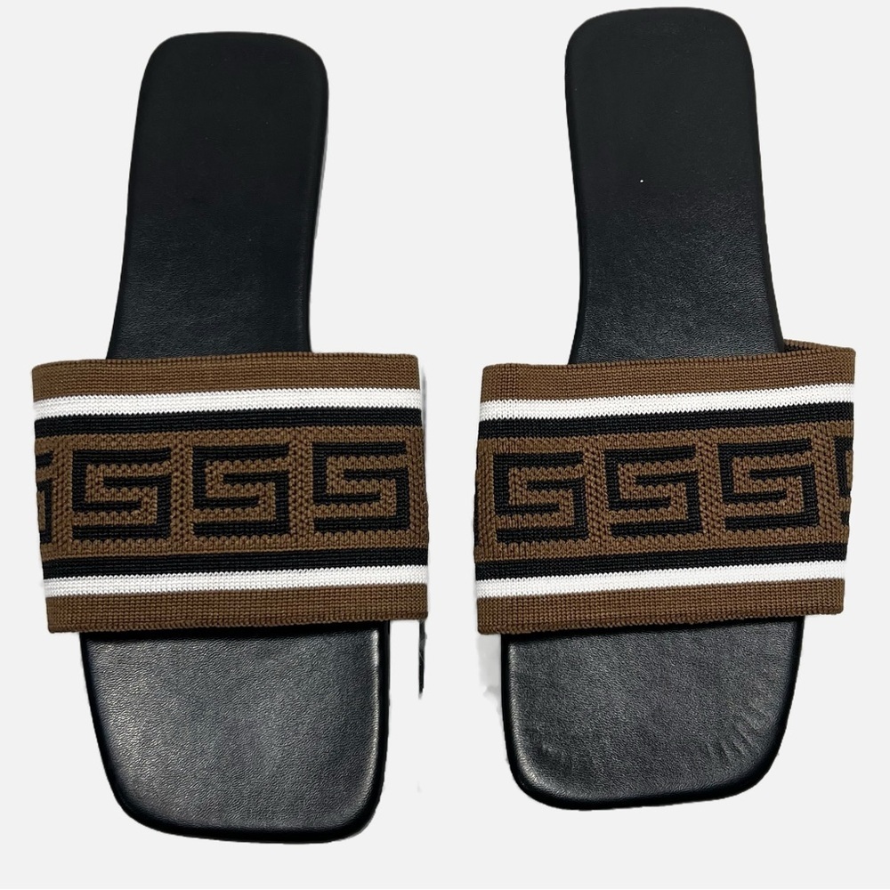 Black Brown and White Women's Slide Sandals size 38 - Picture 3 of 9